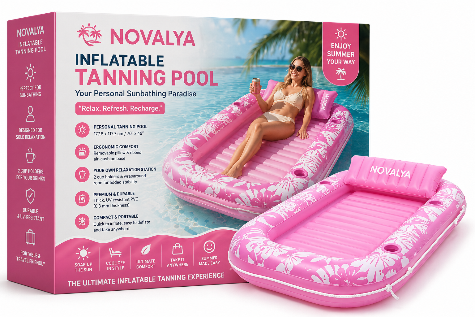 Novalya SunFloat™ - Inflatable Tanning Pool